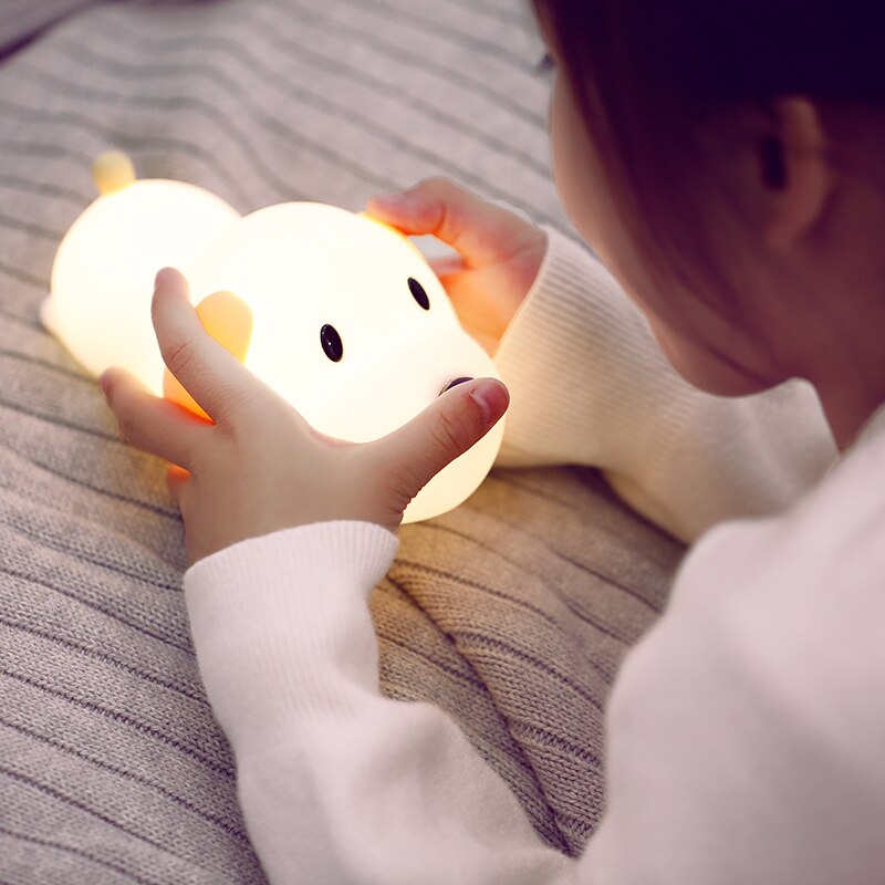 Silicone Touch Sensor LED Night Light USB Rechargeable Animal Bedroom Beside Night Lamps For Baby Children Kids Desk Lamp