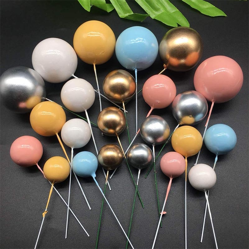 Bolas doradas para decoración de pastel, piezas decorativas esféricas para tartas de cumpleaños, fiestas de bebé, navidades y magdalenas, suministros para repostería en casa, 20 unidades