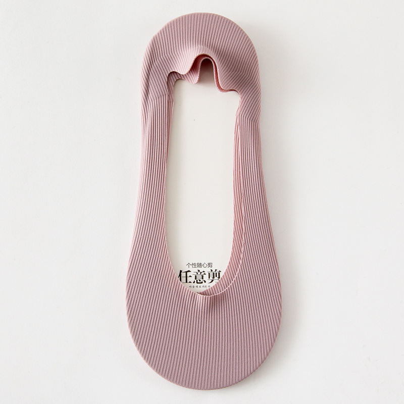 1/5Pairs Women Invisible Socks Summer Ladies Silicone Antiskid Ice Silk Seamless Breathable Cool Ankle Boat Socks: Orange