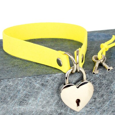 Cool Punk Goth heart love lock collar necklace Necklace Metal Love clavicle necklace Adjustable Jewelry for Women: Yellow