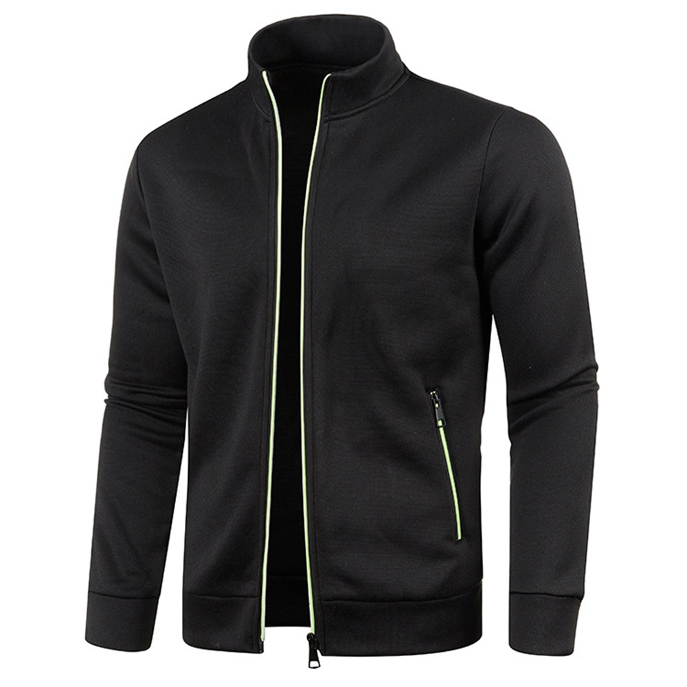 Chaquetas con cremallera para hombre, sudaderas de manga larga con copos de nieve de Color sólido, chaqueta de cuello alto, ropa de calle
