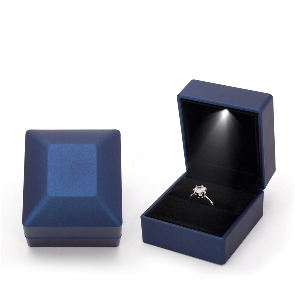 2024 Ringbox mit LED-Licht, Schmuck-Diamant-Ring-Kasten, Aufbewahrung, Ehering-Kasten, Schmuck-Organizer, Aufbewahrung,: Blau