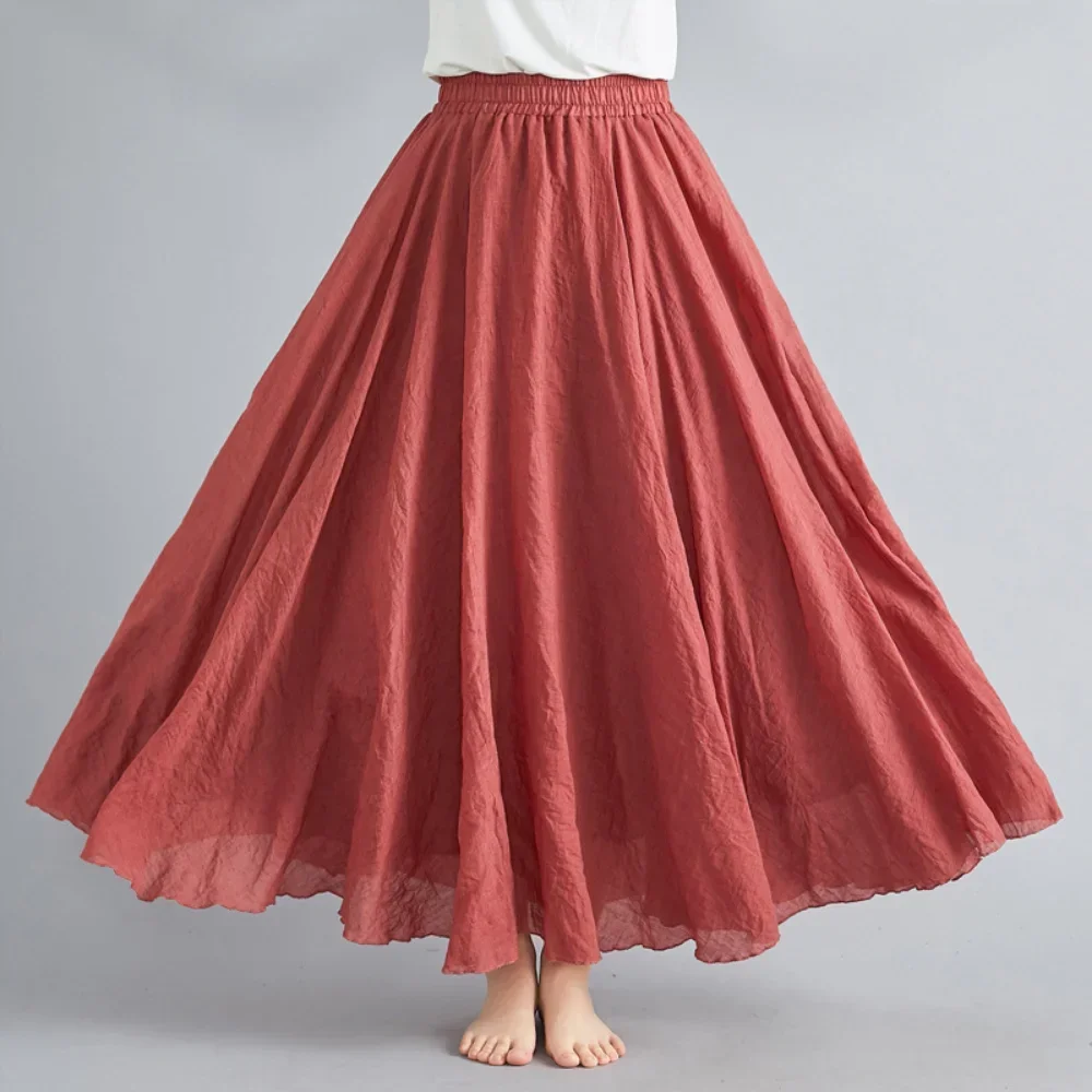 Clothes Women Clothing Skirts Vintage Y2k Streetwear Bohemian Cotton Linen Casual Vestido De Festa Long Skirt