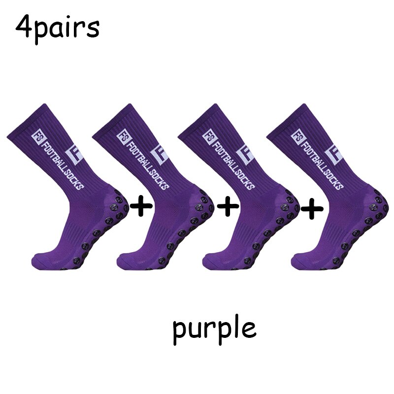 FS Football Socks Non-slip Silicone Bottom Compressed Breathable Grip soccer socks Baseball Socks Men Women: purple