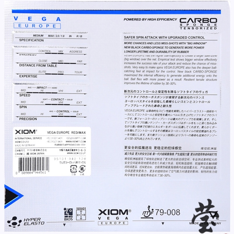 Originele Xiom VEGA EUROPA tafeltennis rubber 79-008 hoge elastische en spin beroep rubber gemaakt in Duitsland