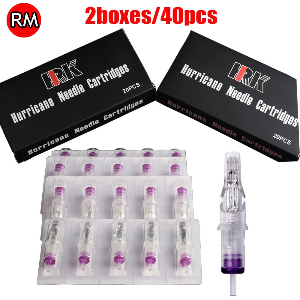 #12rm 0.35mm och  #10rm 0.30mm hrk patronnålar 40 st engångsnålar för tatuering body art rund magnum