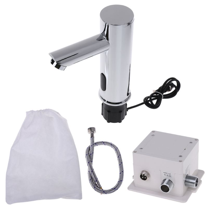 Badkamer Automatische Infrarood Sensor Wastafel Kraan Touchless Basin Water Tap Badrandcombinaties B85E: Silver SHORT