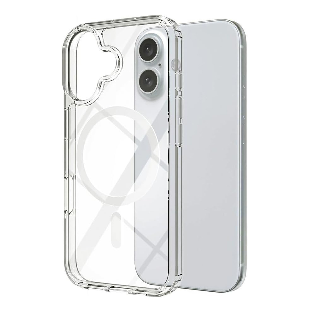 Capa magnética forte magsafe para iphone 16e 16 15 14 13 12 11 pro max plus mini capa dura híbrida silicone transparente à prova de choque
