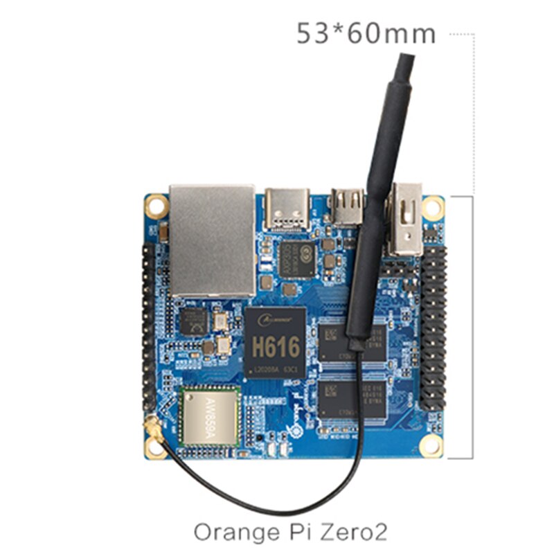 Carte Orange Pi Zero 2 - Mini PC Open Source (1GB RAM) Avec Processeur Quad Core, WiFi, Bluetooth 5.0, Port Ethernet 1G - Compatible Android 10, Ubuntu, Debian