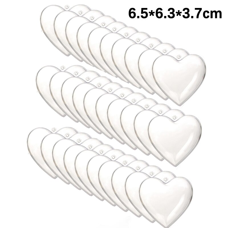 30Pcs Clear Plastic Fillable Ball Heart Shape DIY Plastic Party Decor
