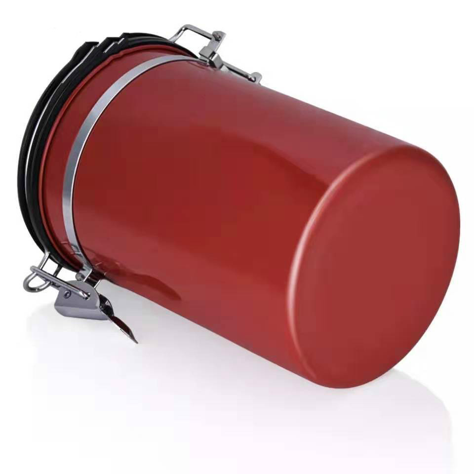 Grande boîte à café hermétique en acier inoxydable, conteneur noir de stockage de thé, boîte de rangement de cuisine noire