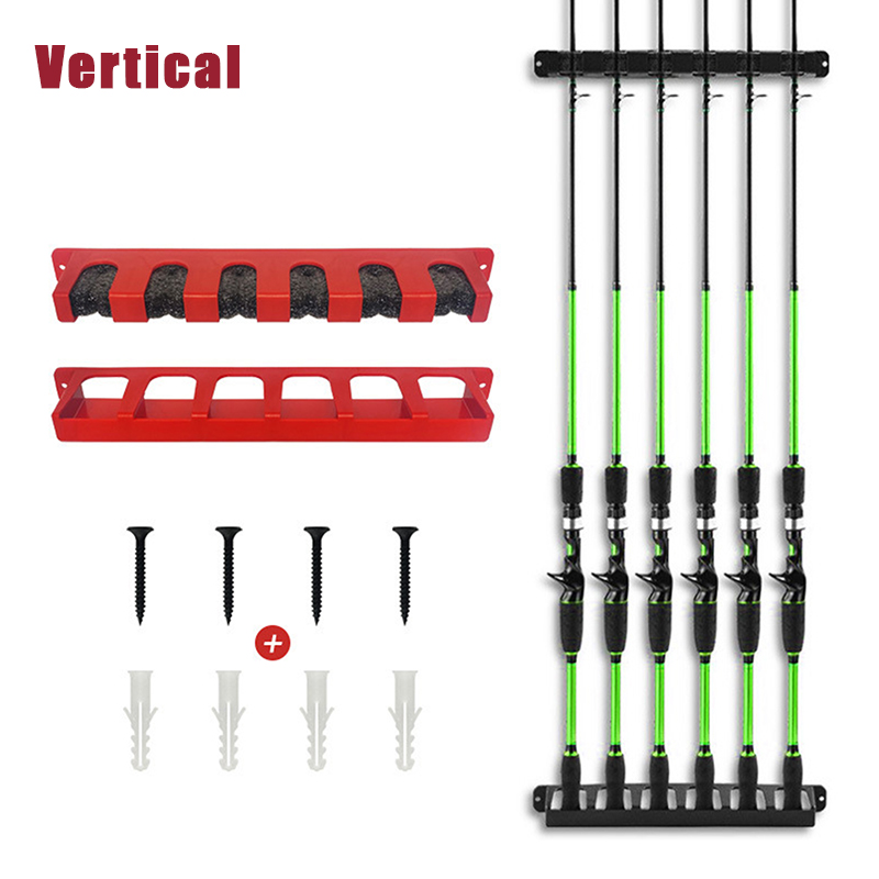 Supports de canne à pêche, support Vertical à 6 tiges, support mural modulaire pour Garage, présentoir de canne à pêche, cadre fixe: Orange