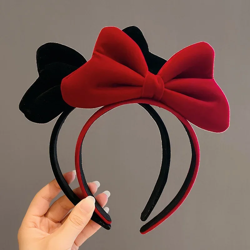 Diadema de terciopelo con lazo para niña y mujer, banda para el pelo suave y grande, accesorios para el cabello para , novedad