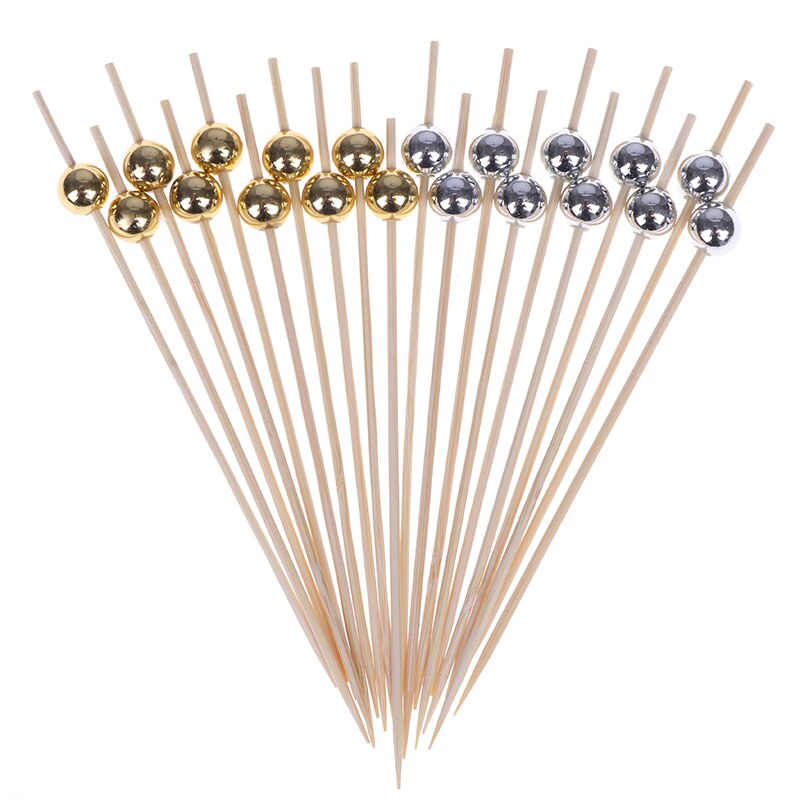 Vajilla desechable de bambú para fiestas, suministros para Buffet, fruta, postres, palitos, magdalenas, palitos de cóctel, 100 Uds.