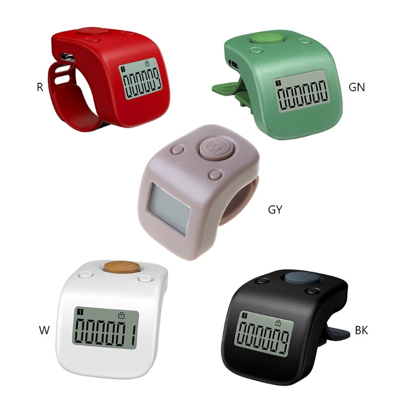 Digital Rechargeable 6 Digit Counter beads Prayer Clicker 6 channel LCD Finger Ring Hand Tally Counter