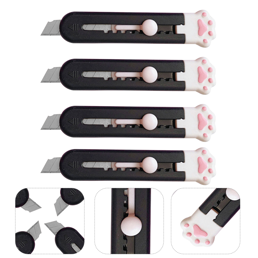 4Pcs Convenient Box Cutters Multi-function Box Openers Portable Craft Cutters Cutting Accessory: Black