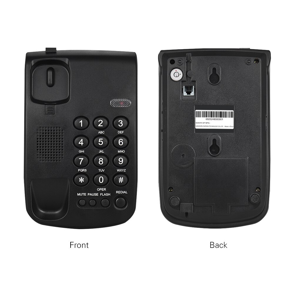 Mountable Base Portable Corded Telephone Phone Pause/ Redial/ Flash/ Mute Mechanical Lock Wall Handset for House Company Hotel