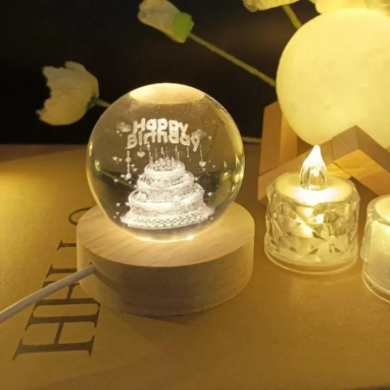 Rabatter]usb led nattlampa galax saturnus måne kristallkula stämningsljus sovrum heminredning bordslampa för: Brun