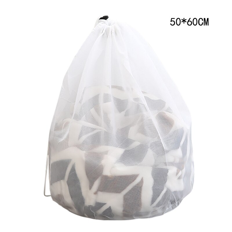 Mesh Laundry Bag Drawstring Washing Machine Laundry Bag Underwear Bra Socks Wash Net Large Capacity Clothes Storage Pouch: Fine net 50x60cm