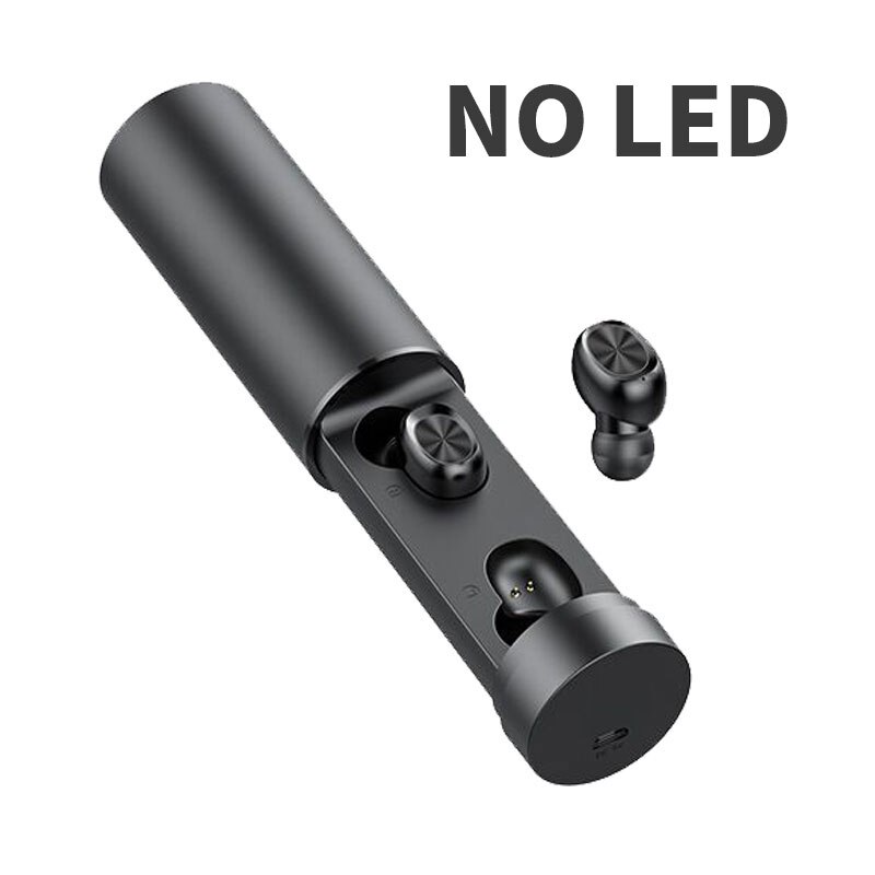 Bluetooth hörlurar trådlösa två öron sport löpning mini musik hörlurar hifi ipx 7 vattentäta hörsnäckor touch control headset för: Ingen led svart