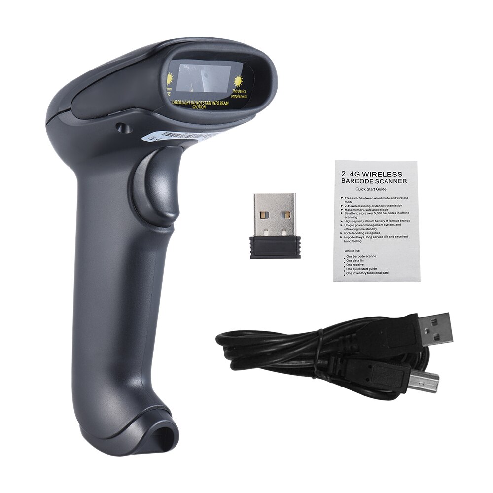 Wireless Handheld Barcode Bar Code Scanner Reader for Supermarket Library Express Company Retail Store Warehouse: black