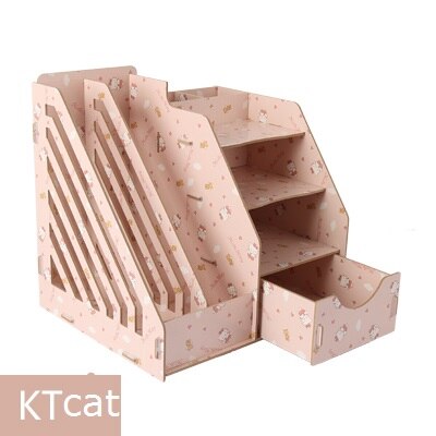 pink desk accessories stationery organizer file tray magazine makeup pencil holder office school organize: Green