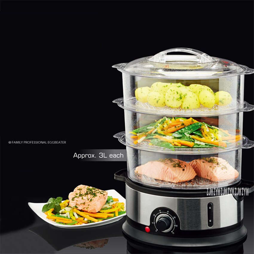 ES-07 casa alimentos eléctrico vapor vaporera multifuncional olla potencia automática de 3-capa de gran capacidad cocedor de vapor para marisco Cocina