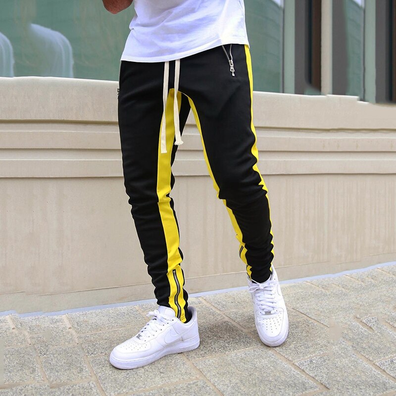 Joggers haremsbukser mænd patchwork side skinny pencil pant joggers streetwear efterår sweatpants casual tights joggingbukser mænd