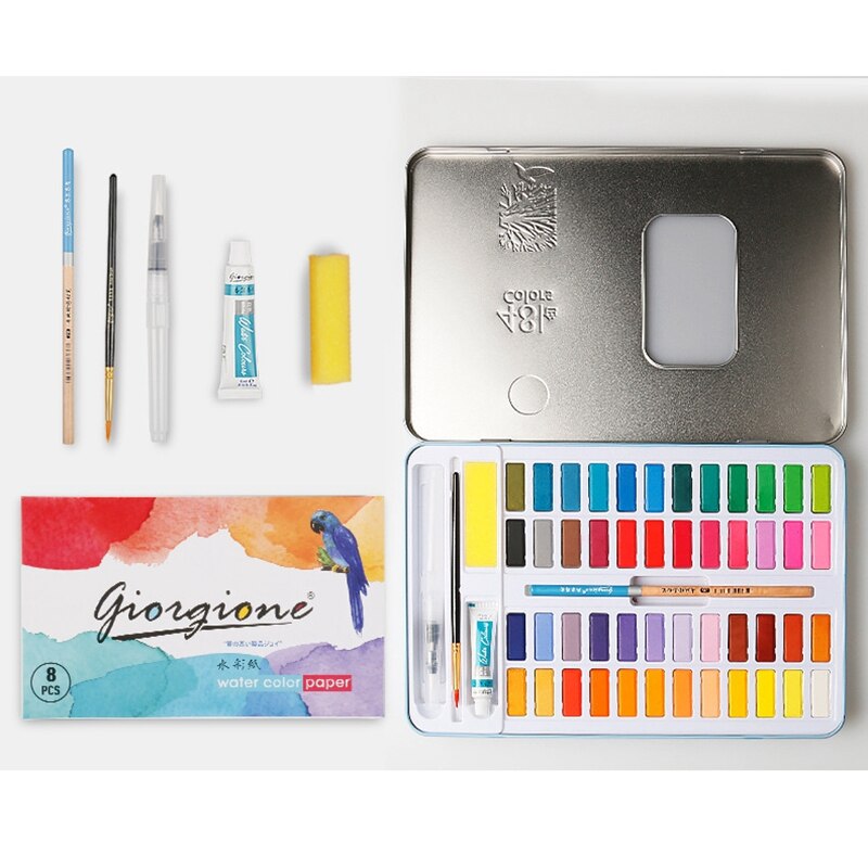 48 Kleuren Solid Aquarel Set Basic Neon Glitter Aquarel Pigment 7Pcs Kit Voor Tekening Art Verf Levert Diy Art levert: 7PCS Set Blue