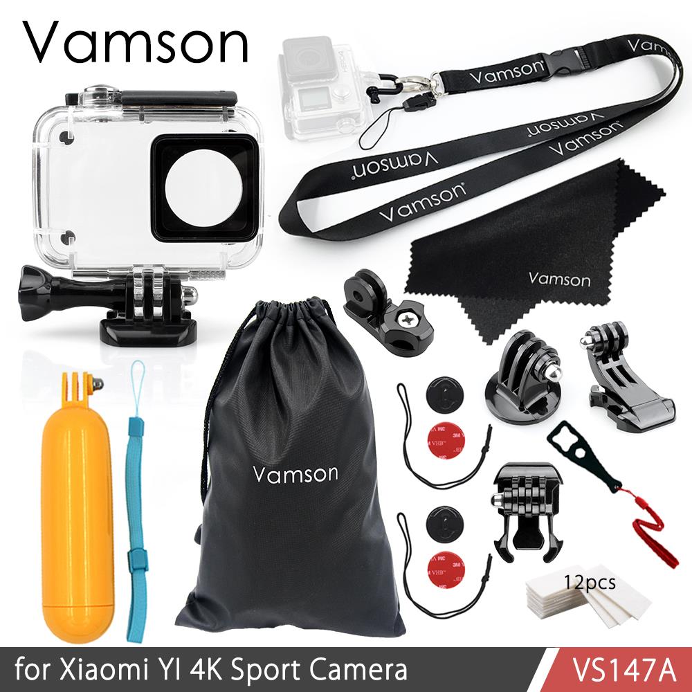 Kit de accesorios Vamson para Xiao YI 4 K, conjunto de trípode monopié con correa para trucos en la cabeza, adaptador de montaje para YI 4K + para cámara YI Lite VS147: VS147A