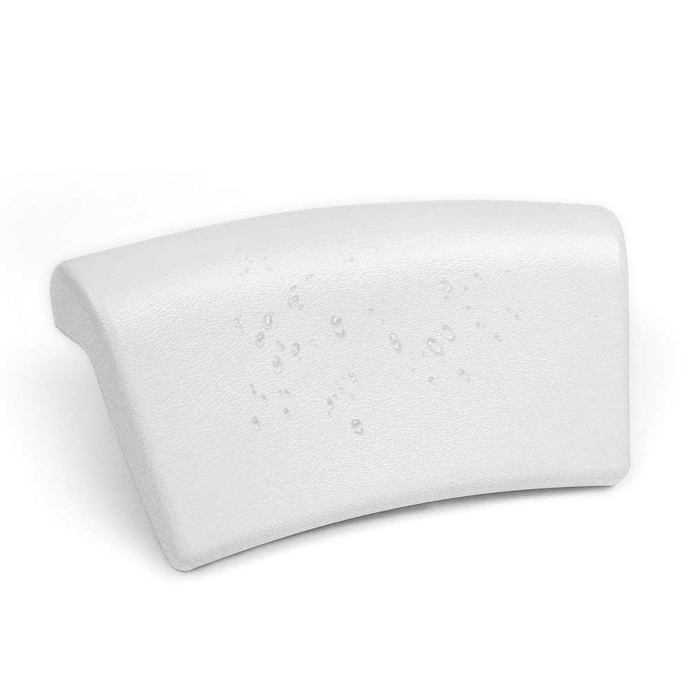 Repose-tête ergonomique et doux antidérapant, oreiller de bain, salle de bain, coussin de cou, avec ventouse, pour une baignoire à la maison et au Spa, en cuir PU: WHITE