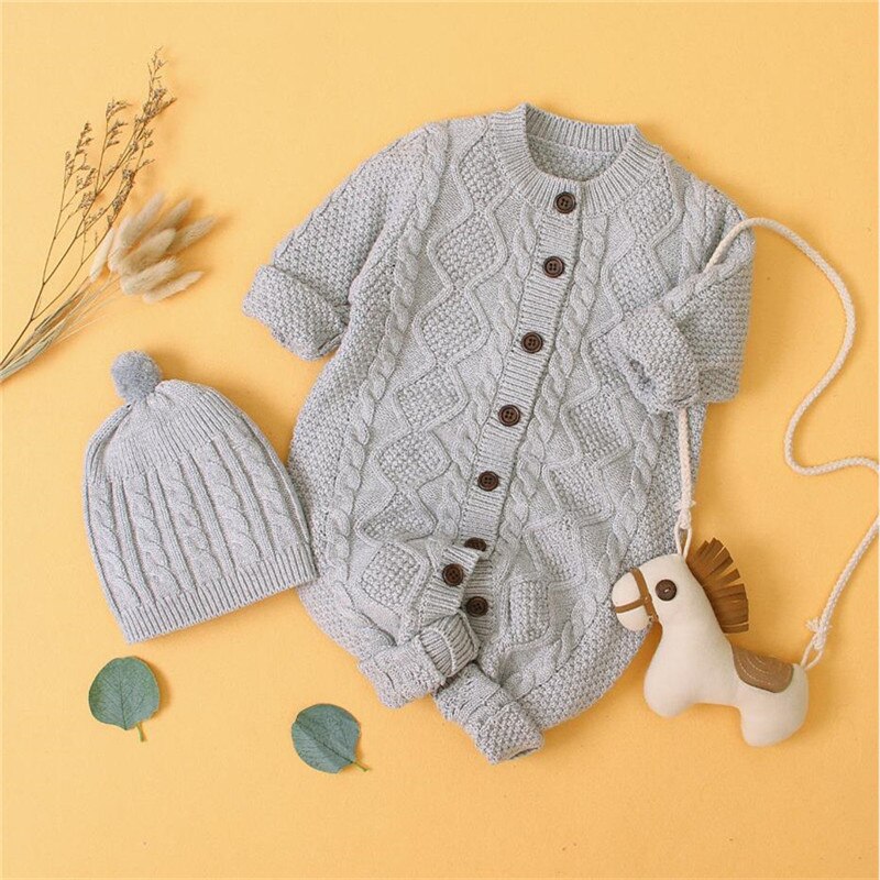 0-18M Winter Warm Thick Sweater For Baby Girl Boy Newborn Kid Clothes Long Sleeve Knitted Romper Long Sleeve Knitwear Outfit