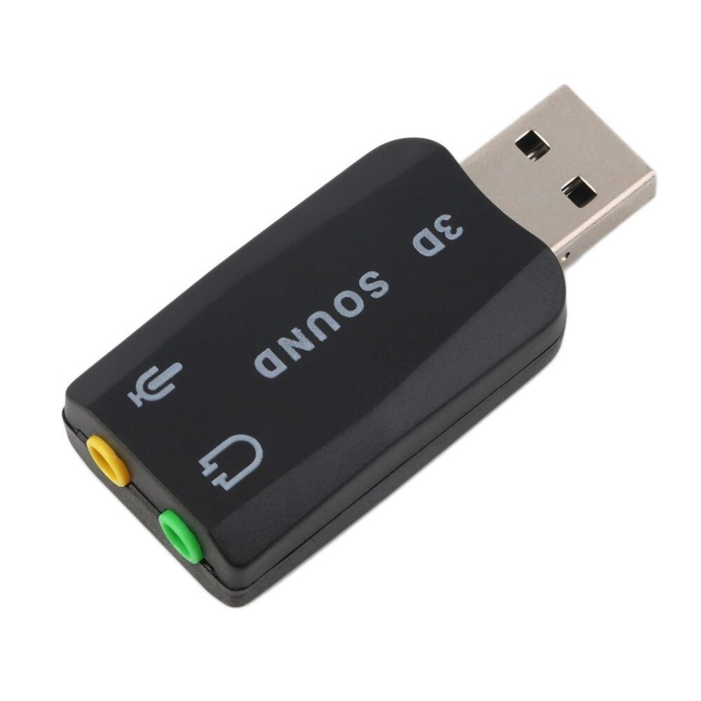 Plug &amp; play usb 2.0 a 3d, durável, leve, para microfone, alto-falante, fone de ouvido, placa de som, adaptador 5.1 canais para pc, laptop, preto