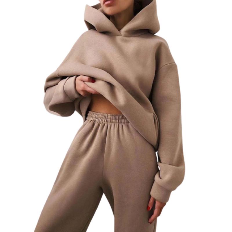 Ensemble deux pièces pour femme, sweat-shirt à manches longues et pantalon de couleur unie, à la: 04 / L