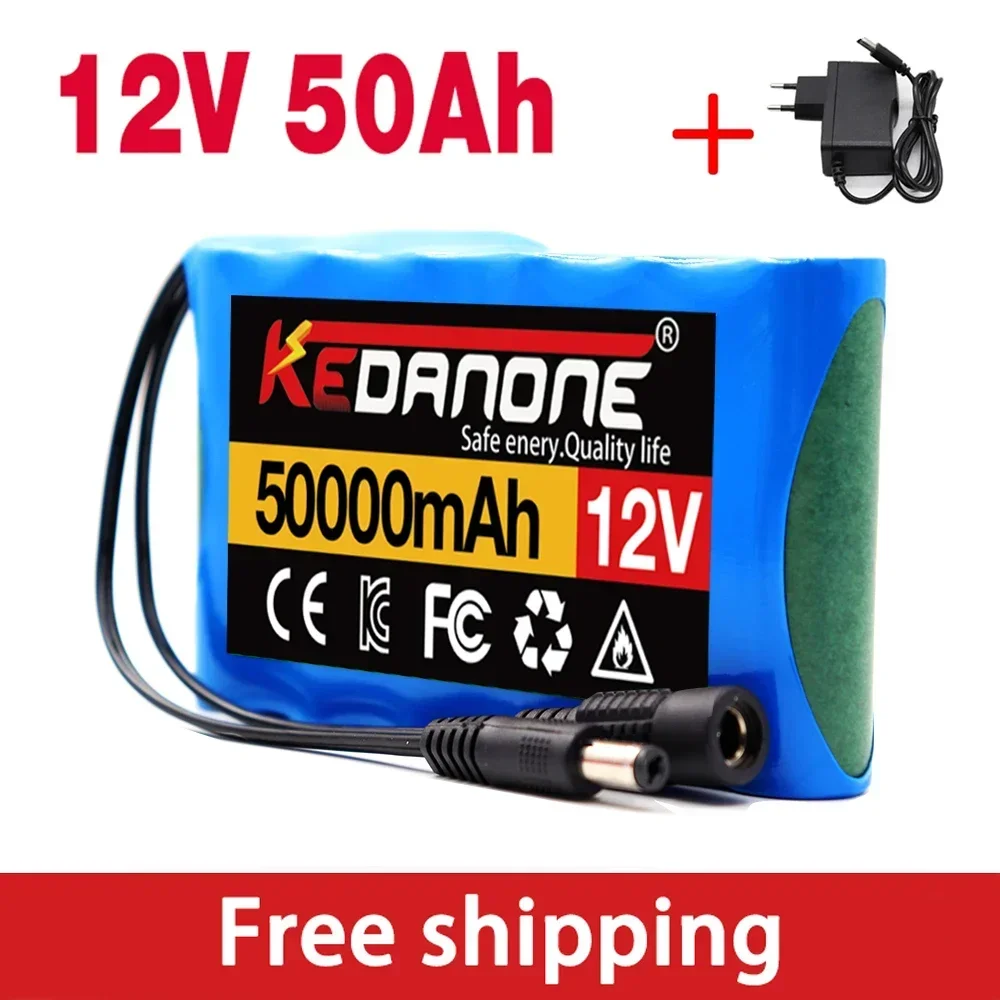 Portable Super 12V 50000mah Rechargeable Lithium Ion Battery Pack Capacity DC 12.6v 30Ah CCTV Cam Monitor + Charger