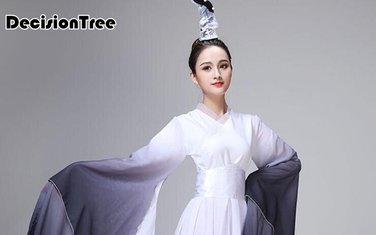 Kvinder klassisk lange ærmer sort fe tøj scene hanfu performance kinesisk folkemusik blæk vand ærmer dans kostumer