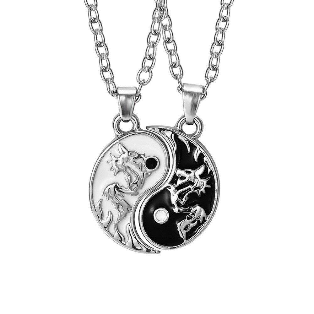 Brand tai chi gossip necklaces for women gothic sun moon matched pendant neck chain best friends lovers jewelry: 1