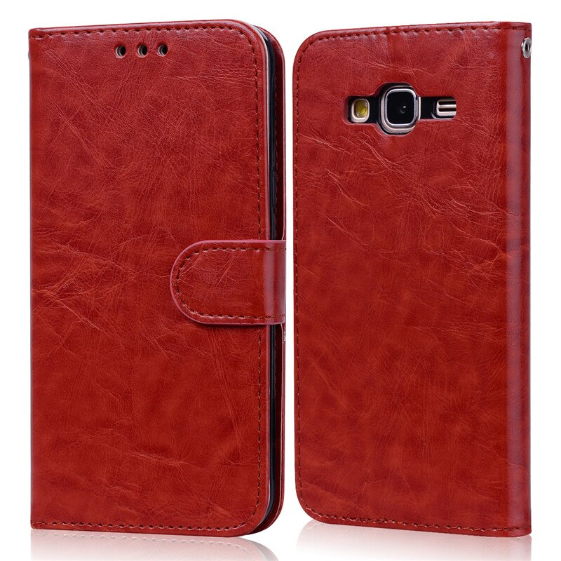 Leather Flip Case Voor Samsung Galaxy J3 Case J320F Luxe Portemonnee Case Voor Samsung J3 J 3 J310F volledige Cover Bumper Coque: Brown