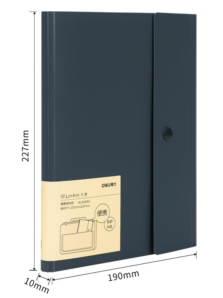 Deli 20/30 Pockets A4 Information Booklet A5 Display Book Office School Students Supplies File Paper Document Organizer Folder: 20page blue