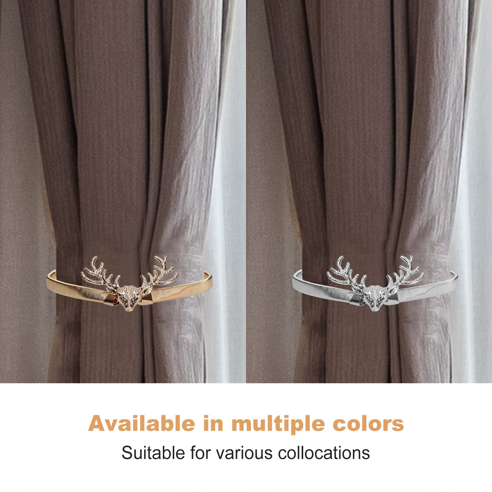 KOMUNJ Vorhang Raffhalter 2er Set - Metall Haken Für Vorhänge & Deko