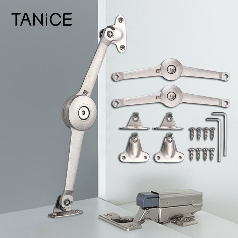 TANiCE 2 Pcs Pattern Free Stop Mechanical flap Support Hinge Movable Support Bar Cabinet Hardware Side Mounting Bracket Set