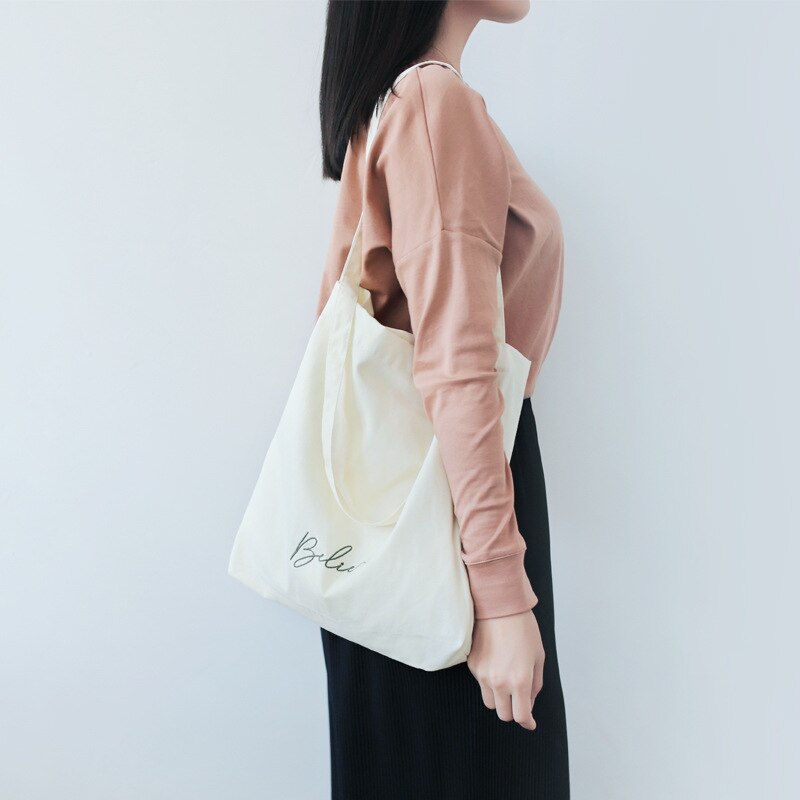 Vrouwen Canvas Schoudertas Boodschappentas Eco Casual Grote Katoenen Doek Tote Shopper Tassen Voor Lady Vrouw Handtassen Brief print