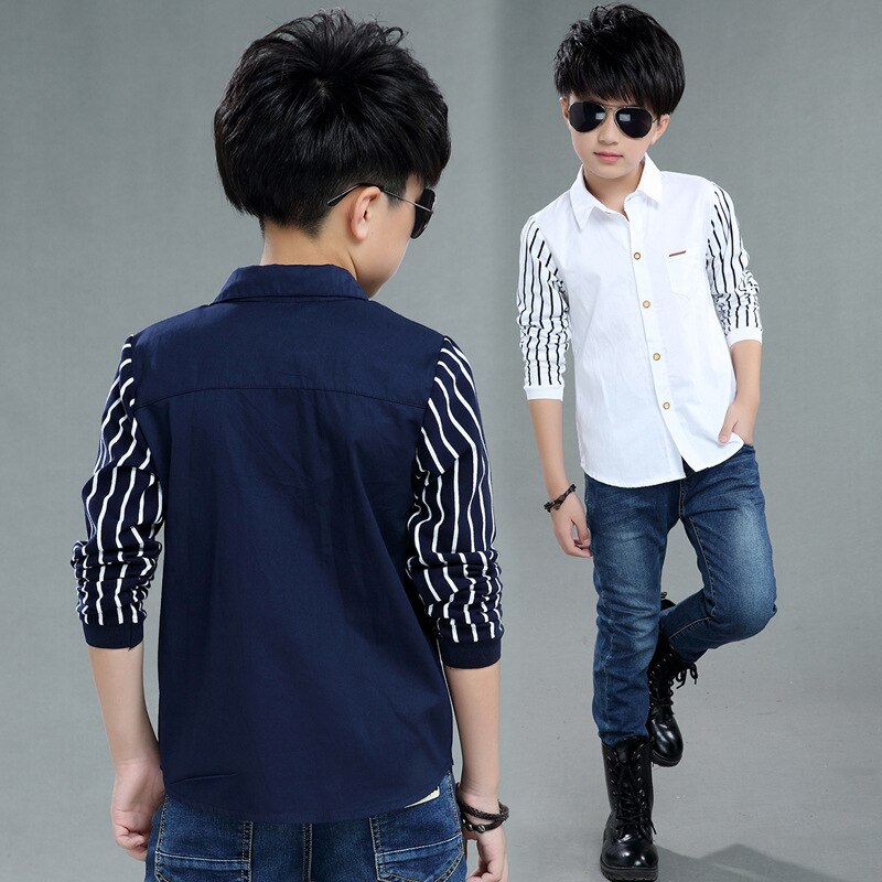 Teenage Boys Shirts School Formal Shirt for Boys Turn Down Collar Blouse For Boys Kids White Dress Shirt Teen 6 8 10 12 14 Year