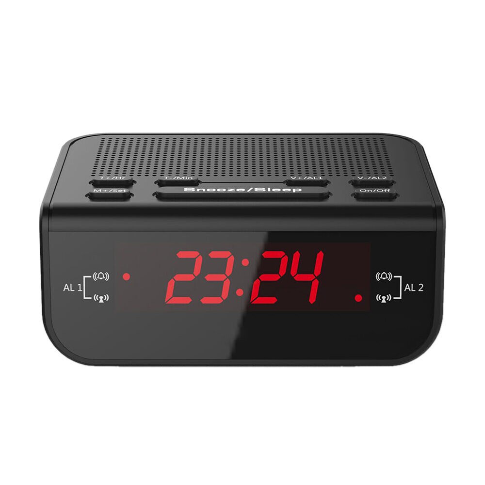 LED Red Time Display Digital Alarm Clock Radio FM Frequency Snooze Sleep Timer