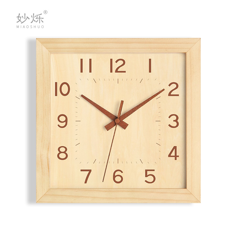 Large Square Wall Clock Modern Wood Living Room Clocks Wall Home Decor Nordic Silent Bedroom Relogio De Parede Ideas FZ720