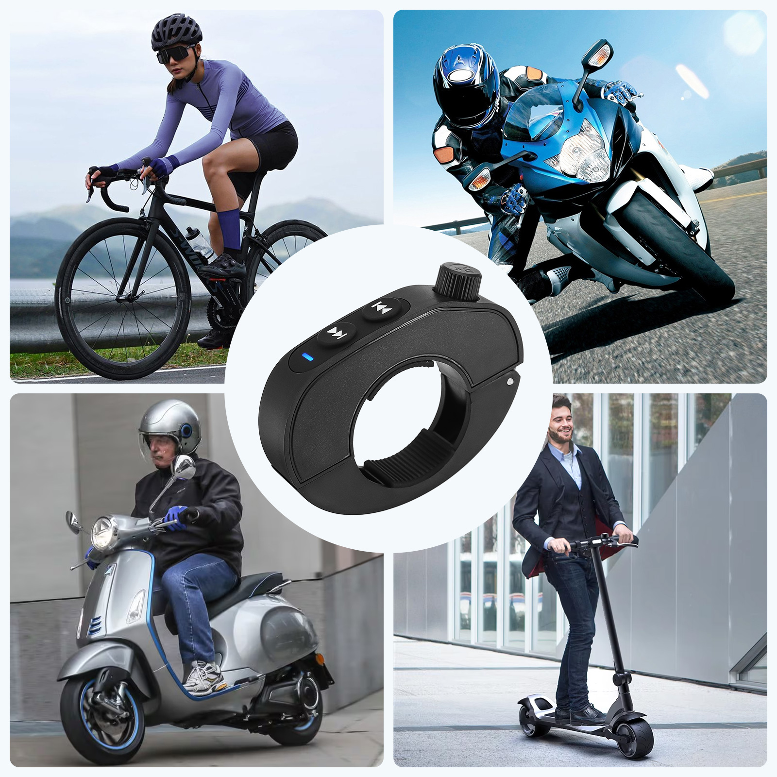 Control de manillar de motocicleta compatible con Bluetooth llamadas manos libres Control remoto manillar de bicicleta impermeable control multimedia tipo c
