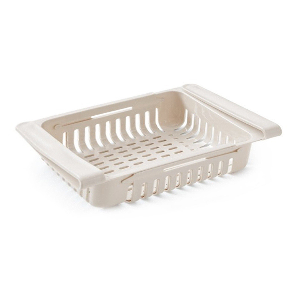 Stretchable Multifunction Kitchen Refrigerator Storage Box Rack Fridge Freezer Shelf Holder Pull-out Drawer Home Organiser: apricot