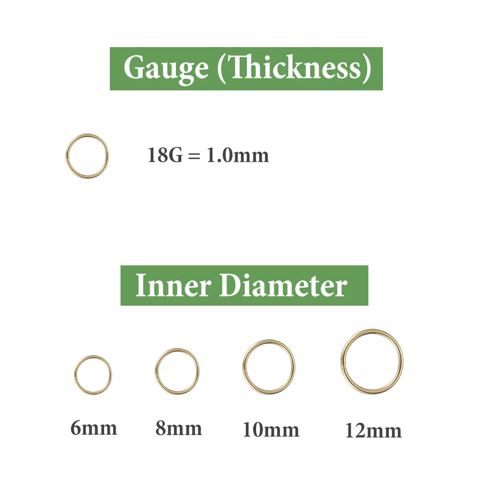 2/6PCS Naadloze 316L Rvs Neusring voor Mannen Goud Kleur Hoepel Oorbellen voor Vrouwen Septum Helix tragus Piercing Sieraden