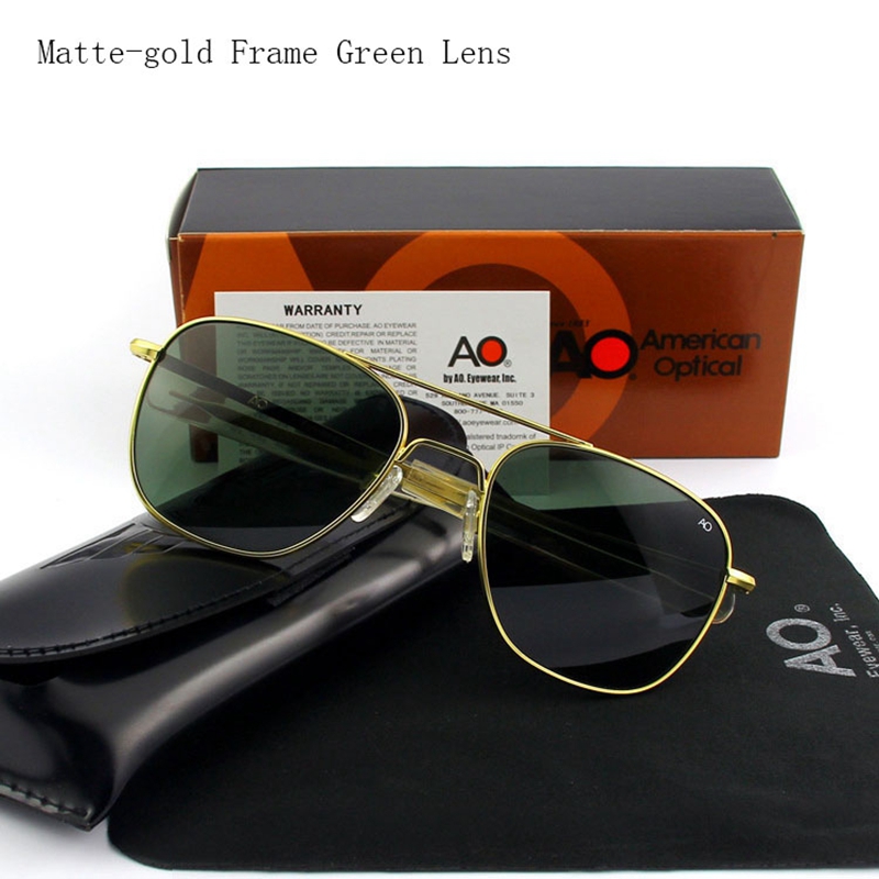 Pilot AO Sunglasses Men Brand AGX Tempered Glass Lens Sun Glasses Male: WHITE / Brown