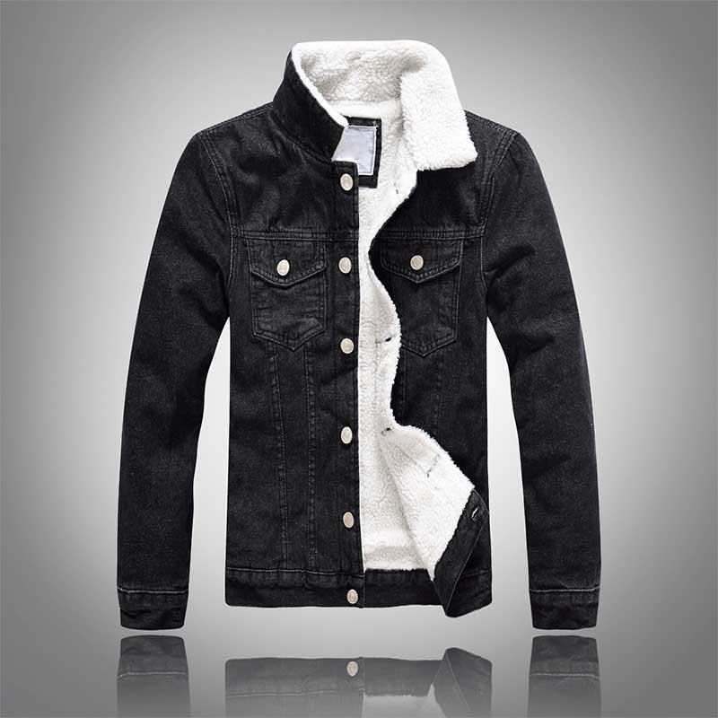 Autumn Winter Cowboy Denim Fleece Jacket Men Casual Jeans Jacket and Coat Slim Fit Korean Style OUTWEAR Washed Cotton Clothing